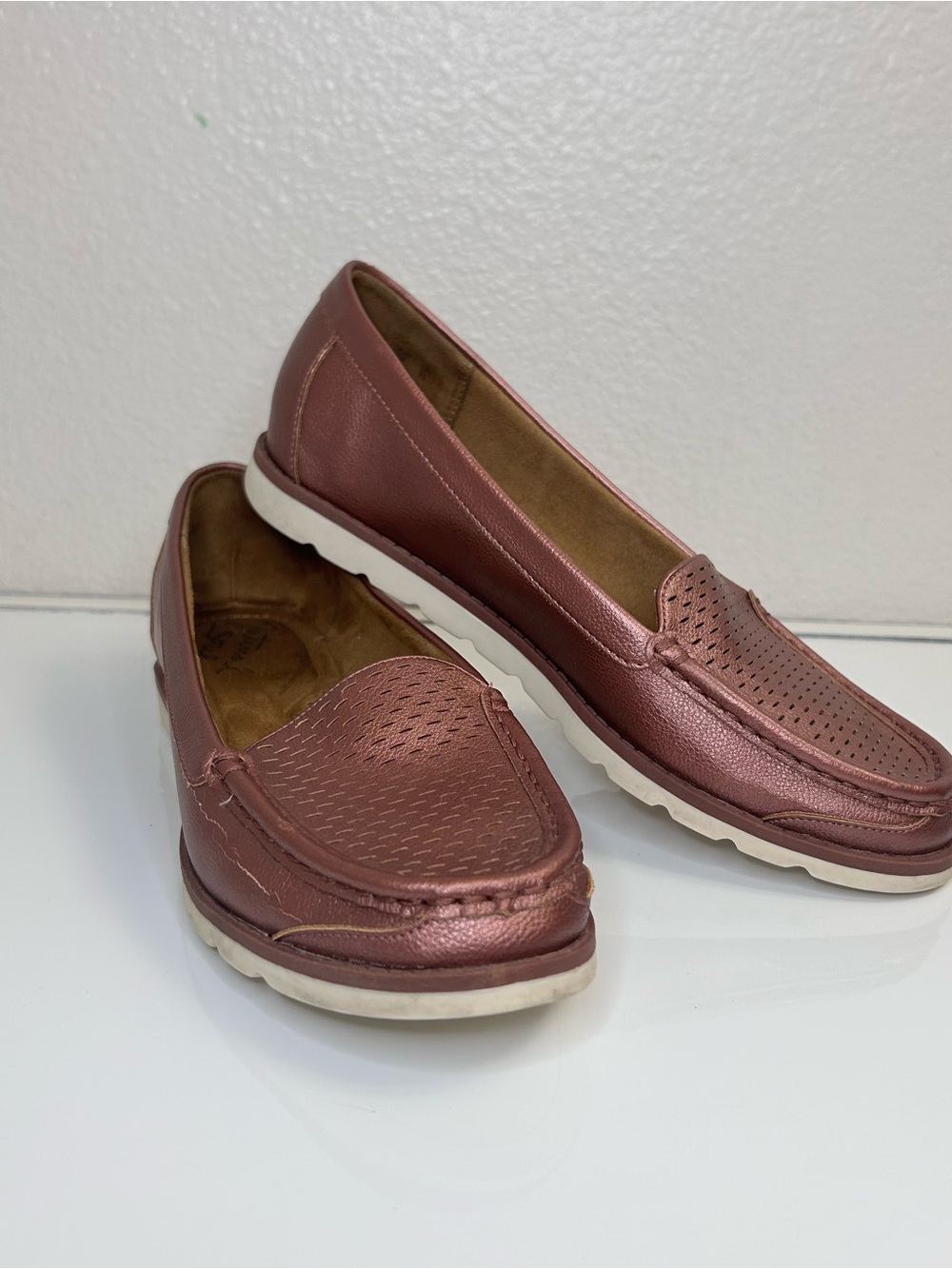 Natural Soul Metallic Rose Slip-On Loafers for Women